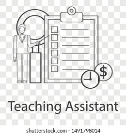 Teaching assistant icon on transparency background. Line vector illustration for website.