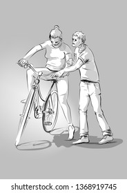 teaching bike grayscale vector
