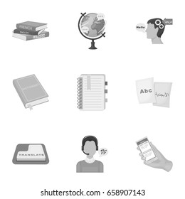 Teaching Chinese in Russia. Translation of the Chinese language.Interpreter ang translator icon in set collection on monochrome style vector symbol stock illustration.