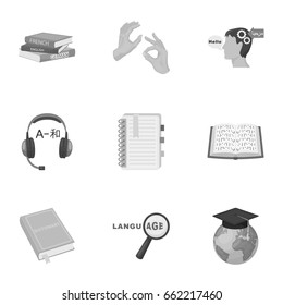 Teaching Chinese in Russia. Translation of the Chinese language.Interpreter ang translator icon in set collection on monochrome style vector symbol stock illustration.