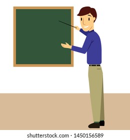 teaching in the class with green board