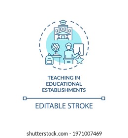 Teaching in educational establishments concept icon. Exception to copyright idea thin line illustration. Materials collected by educators. Vector isolated outline RGB color drawing. Editable stroke