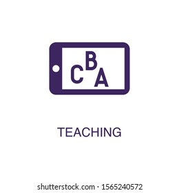 Teaching element in flat simple style on white background. Teaching icon, with text name concept template