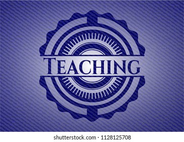 Teaching emblem with denim high quality background