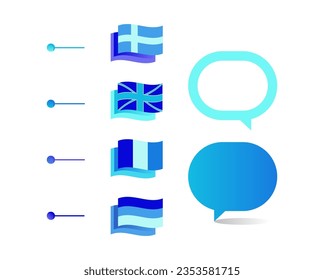 Teaching foreign languages blue infographic chart design element set. Abstract vector symbols for infochart with blank copy spaces. Kit with shapes for instructional graphics. Visual data presentation