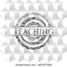 Teaching grey emblem with cube white background