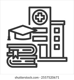 Teaching Hospital Outline Icon Vector Illustration