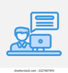 Icono de enseñanza de estilo azul, uso para presentación de aplicaciones móviles del sitio web