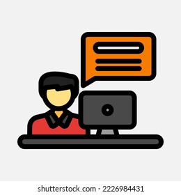 Icono de enseñanza en estilo de línea rellena, uso para presentación de aplicación móvil del sitio web