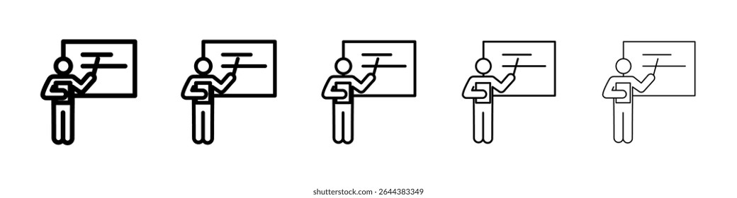 Teaching icon graphic set. trendy stroke line style