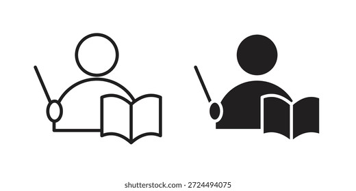 Ilustração de ícone de ensino, vetor de linha fina, sinal de web design,