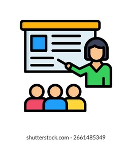 Ícone de Ensino Ilustração de Vetor de Cor Linear
