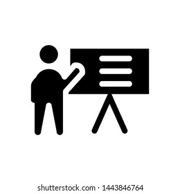 Teaching icon , professional presentation logo , vector isolated emblem , training business , outline solid black background white