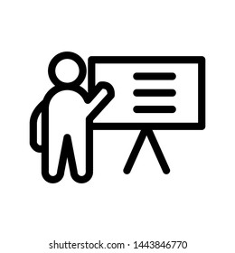 Teaching icon , professional presentation logo , vector isolated emblem , training business , outline solid black background white
