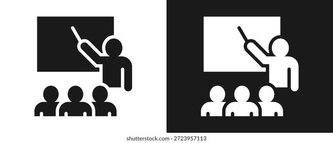 Teaching Icon Set Glyph In White And Black Background