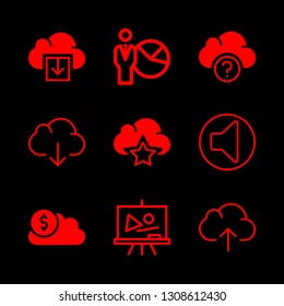 teaching icons set with blackboard with geometrics figures, speaker and cloud computing vector set