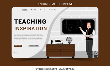 Teaching inspire flat landing page template illustration