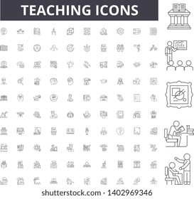Teaching line icons, signs, vector set, outline concept illustration