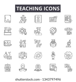 Teaching line icons for web and mobile design. Editable stroke signs. Teaching  outline concept illustrations