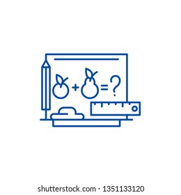 Teaching mathematics line icon concept. Teaching mathematics flat  vector symbol, sign, outline illustration.