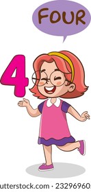 teaching numbers to children four cartoon vector