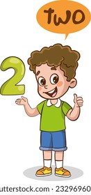 teaching numbers to children two cartoon vector