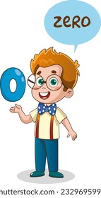 teaching numbers to children zero cartoon vector