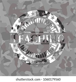 Teaching on grey camouflage texture