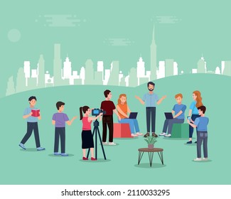 teaching online class scene characters