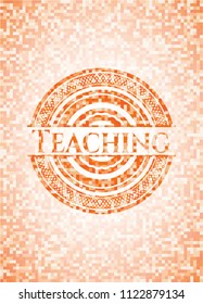 Teaching orange mosaic emblem with background