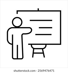 Teaching outline icon  vector illustration.  Training icon in board. Education icon.