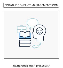 Teaching positive behaviors line icon.Managing emotions.Conflict management concept. Isolated vector illustration. Editable stroke