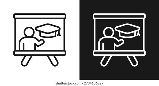 Teaching Session Icon In Black And White Line Style