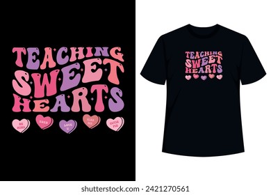 Teaching Sweethearts Funny Teachers Valentines Day tee makes a great 100th day of school design for men and women. Funny valentines day present for teachers.