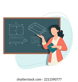 Teaching Technical Drawing On Board - Stock Illustration As EPS 10 File