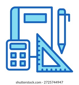 Ícone de ferramentas de ensino Cor azul Estilo Ilustração do vetor