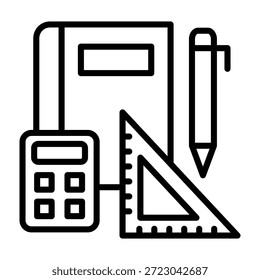 Ferramentas de Ensino Ícone Linha Estilo Ilustração do Vetor