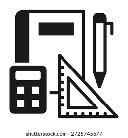 Ícone de ferramentas de ensino - Ilustração de vetor de estilo misto