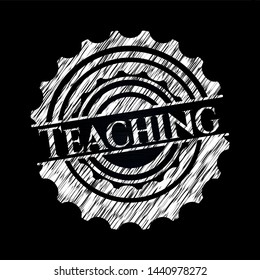 Teaching written on a blackboard. Vector Illustration. Detailed.