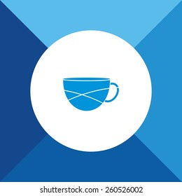 Tea/Coffee Cup Icon on Blue Background. Eps-10.