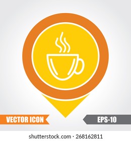 Tea/coffee cup  Icon On Map Pointer. Eps.-10.