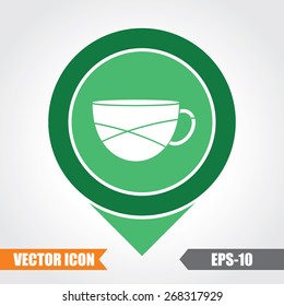 TEA/COFFEE CUP Icon On Map Pointer. Eps.-10.