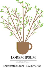 tea/coffee cup with plant logo for tea or coffee shop