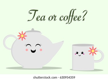 Tea\coffee pot with a mug vector illustration