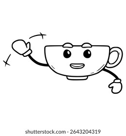 teacup character illustration hand drawn outline vector