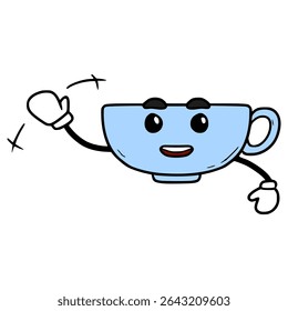 teacup character illustration hand drawn isolated vector
