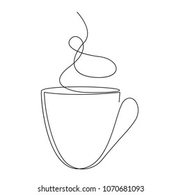 Teacup Continuous Line. One Line Tea Cup Vector Illustration.