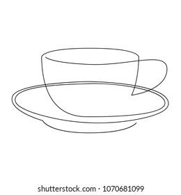 Teacup continuous line. One line tea cup vector illustration.