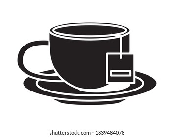 teacup drink in dish icon vector illustration design