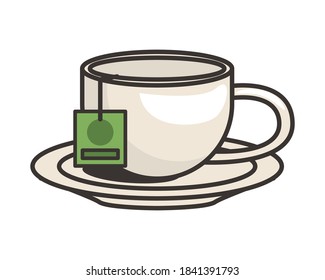 bebida de té en el diseño de la ilustración vectorial del icono del plato